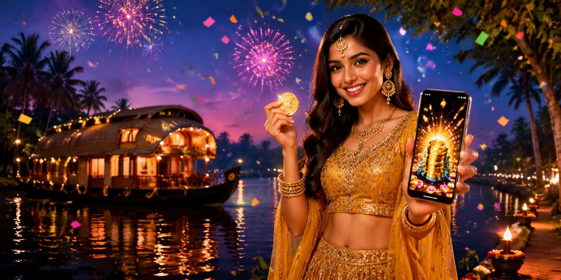 Mobile casino player enjoying Indian Kerala backwaters